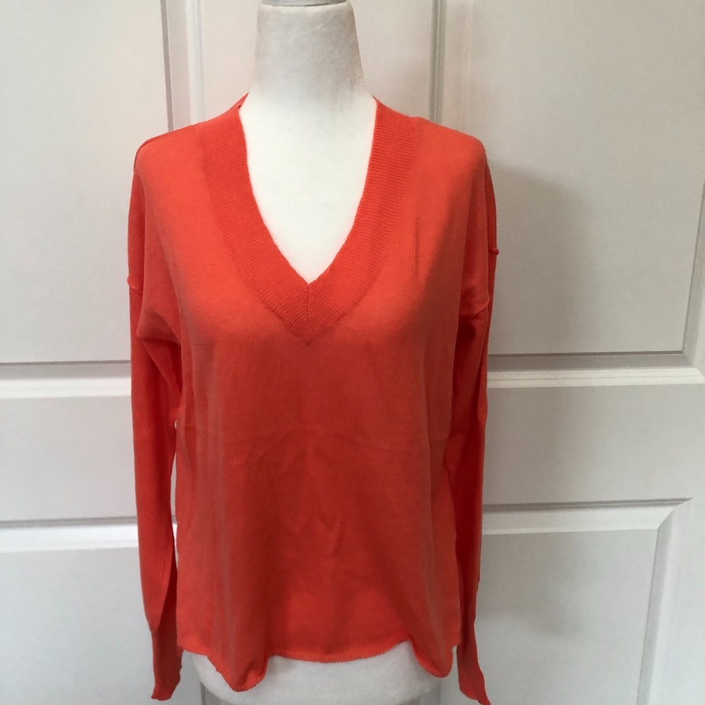 Tissue-weight V-Neck Sweater in Ember from NSF